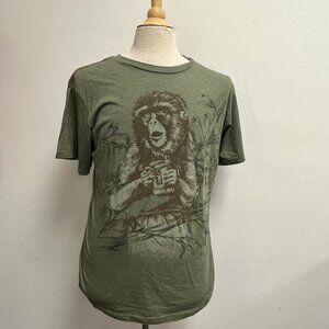 RVCA Artists Network Ben Hogan Gorilla Cassette player army green t shirt L htf